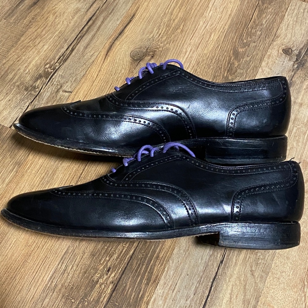 Allen Edmonds Marlow Mens Black Leather Wingtip Oxford Shoes Size 7.5 D - Picture 7 of 9
